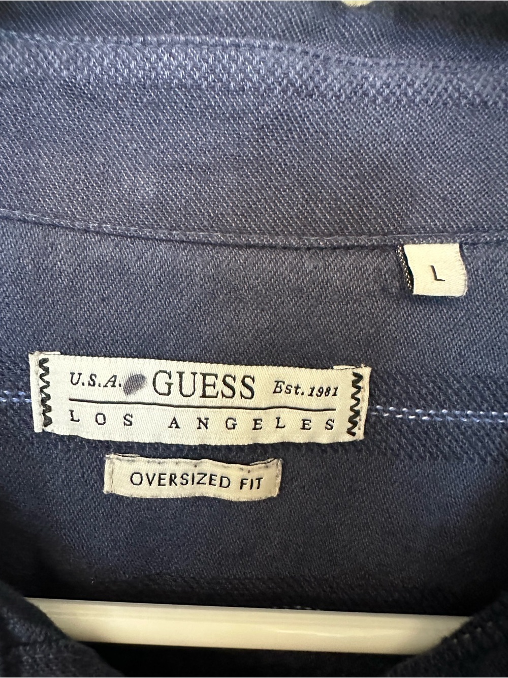 GUESS Men's Boxi Textured Stripe Short-Sleeve Button-Down Blue Shirt size Large - Picture 3 of 7